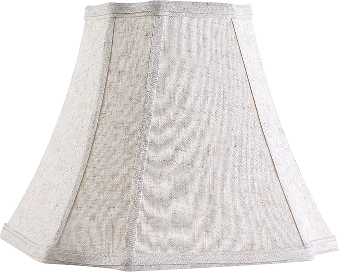 GO&SO Set of 2 Medium Lamp Shades Beige Oatmeal, Square Cut Comer Lamoshade - Image 2