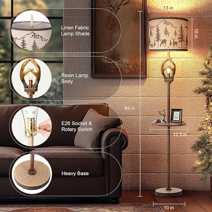 Scenekoy Antlers Style Metal Tray Floor Lamp - Image 2