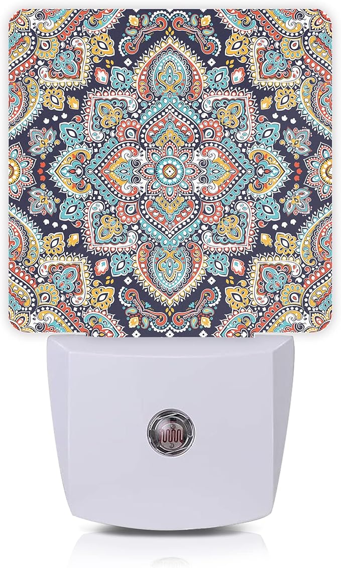 Mandala Floral Night Lights Plug into Wall Ethnic Mandala Night Light 0.5W by Oeaskly