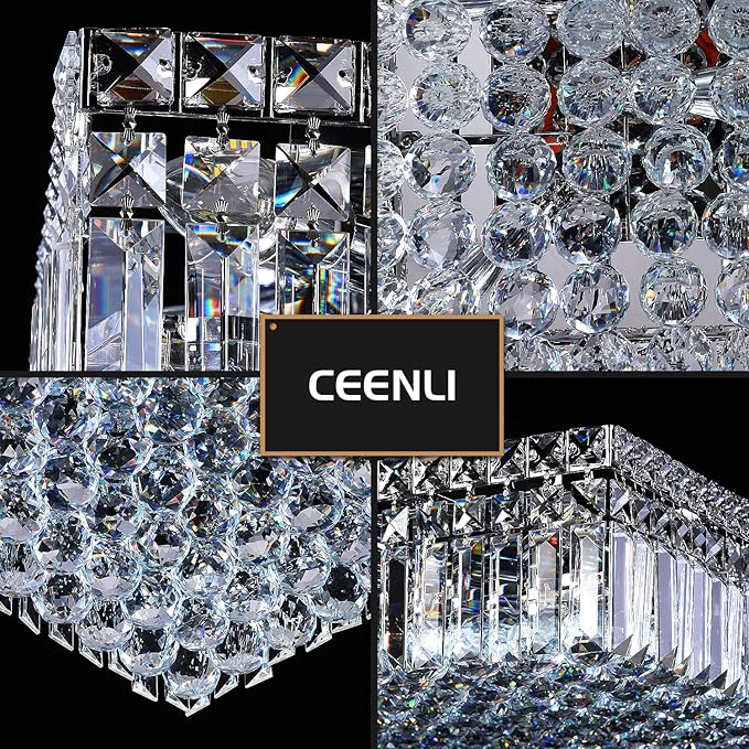 12-Lights Modern Flush Mount Ceiling Light Fixtures, Elegant Crystal Chandelier - Image 8