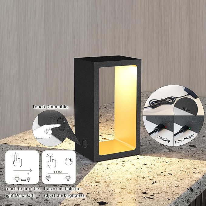 Minimalist Portable Cordless LED Desk Lamp, Adjustable Brightness Bedside Night - Image 3