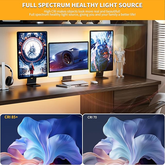 PAUTIX LED Strip Light 5V USB 6.56ft/2m 2700K, 640LEDs 1200lm Dimmable COB LED - Image 4