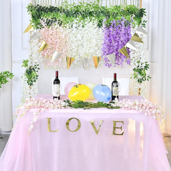 BLEUM CADE 20Pcs Purple Fake Wisteria Hanging Flowers, 3.6Ft/Pcs Artificial - Image 7