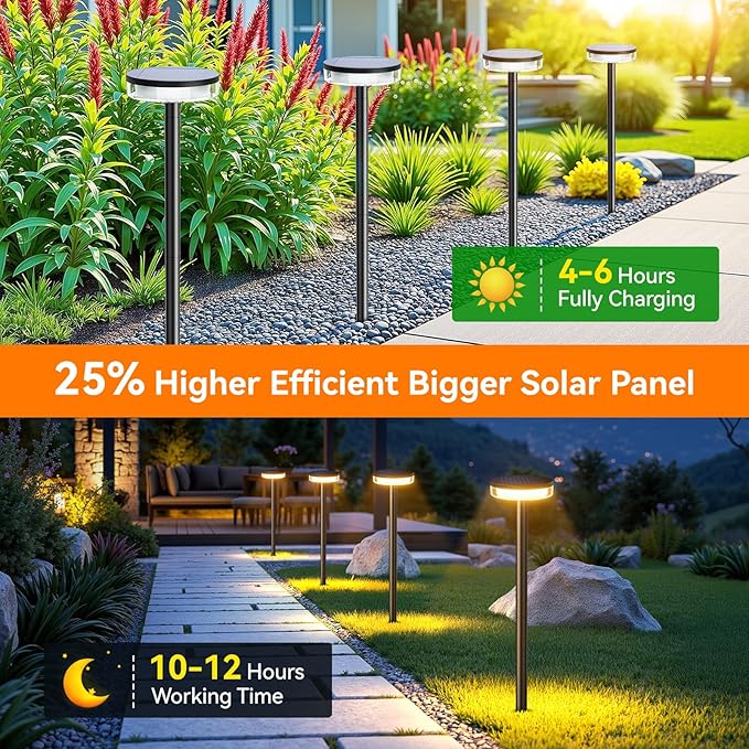 LETMY Solar Pathway Lights Outdoor, 2 Pack 2X Brighter Solar Lights Outdoor - Image 2