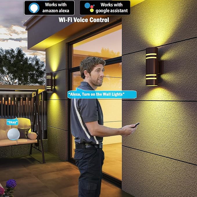 Smart Outdoor Wall Lights Color Changing 2 Pack, RGB+2700K-6500K Modern - Image 7
