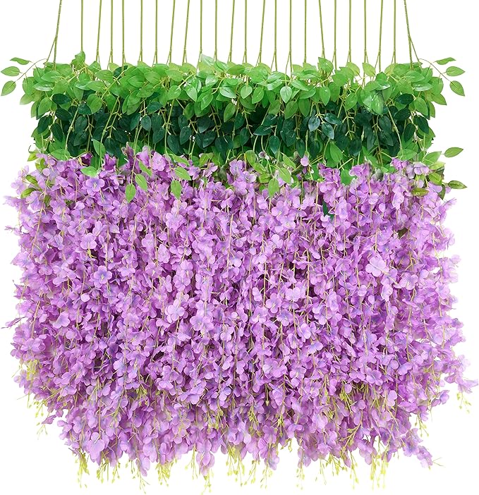 BLEUM CADE 20Pcs Purple Fake Wisteria Hanging Flowers, 3.6Ft/Pcs Artificial by BLEUMCADE