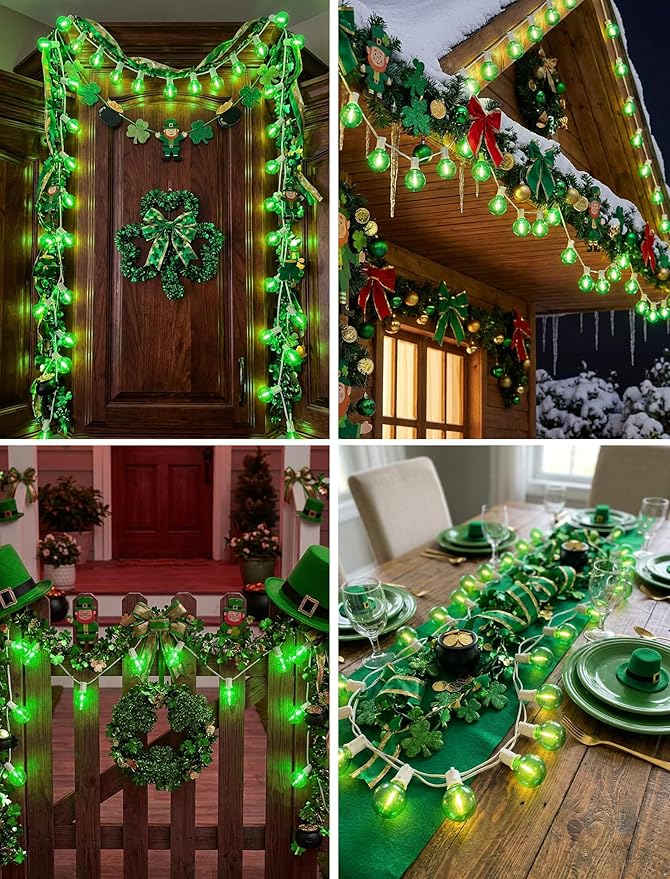 25FT G40 LED Outdoor Globe String Lights, Outdoor St. Patrick's Day Decorations - Image 7