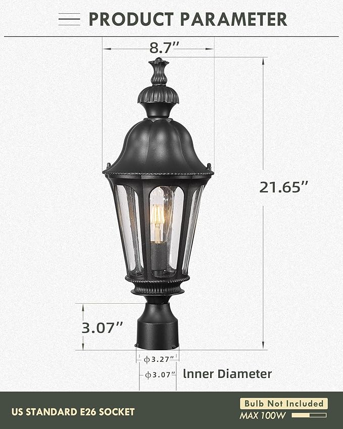 HWH Outdoor Post Lights Lamp Post Light Fixture, Exterior Column Pillar Lights - Image 3
