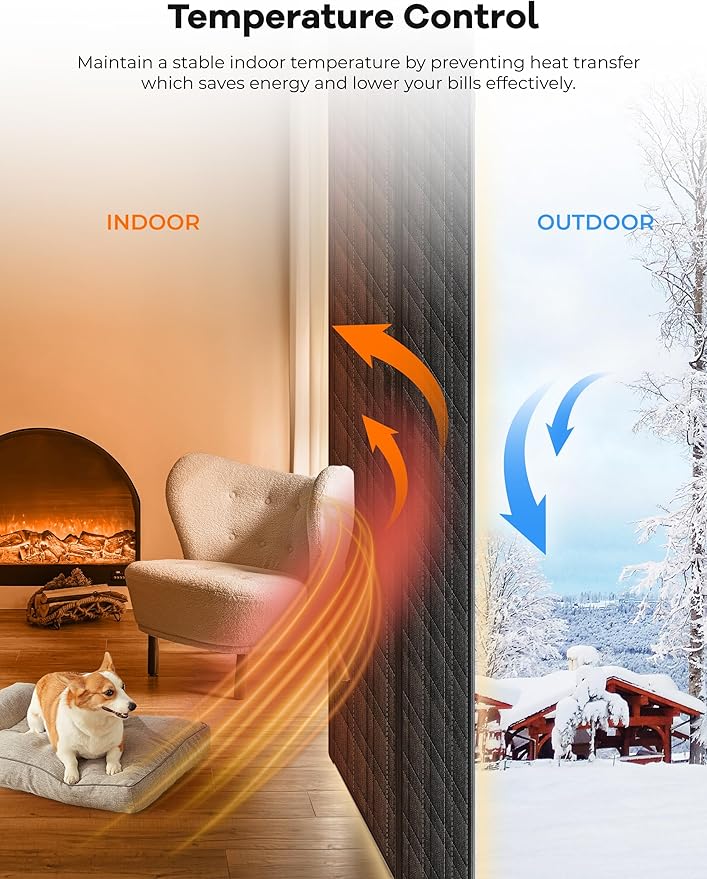 Thermal Door Curtain, Fit Size up to 36 x 82 Inches, Magnetic Insulated Door - Image 3