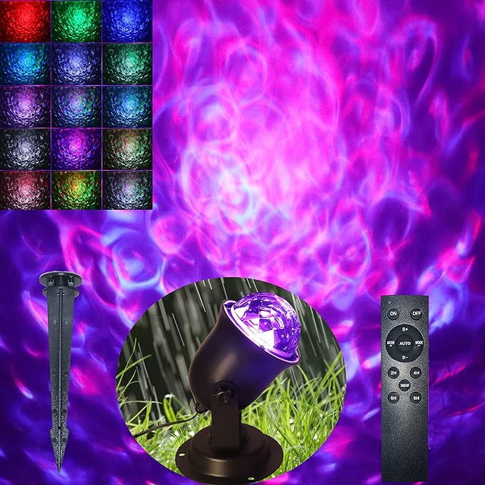 Hekation Christmas Halloween Outdoor Projector Lights, 15 Colors Water Wave by Hekation