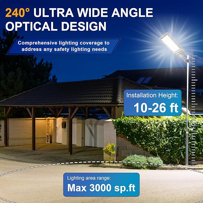 loyoele Solar Street Light Outdoor Waterproof Dusk to Dawn, 9800W Solar Parking - Image 2
