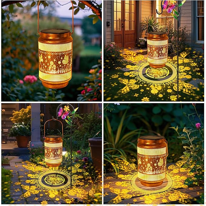 2 Pack Butterfly Solar Lanterns Outdoor Waterproof Solar Garden Decor, Birthday - Image 5