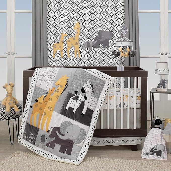 Lambs & Ivy Me & Mama White/Gray Elephant Nursery Lamp - Image 4