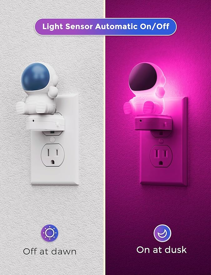 L LOHAS LED Night Light for Kids, 3D Space Night Light Plug in, Dusk to Dawn - Image 2