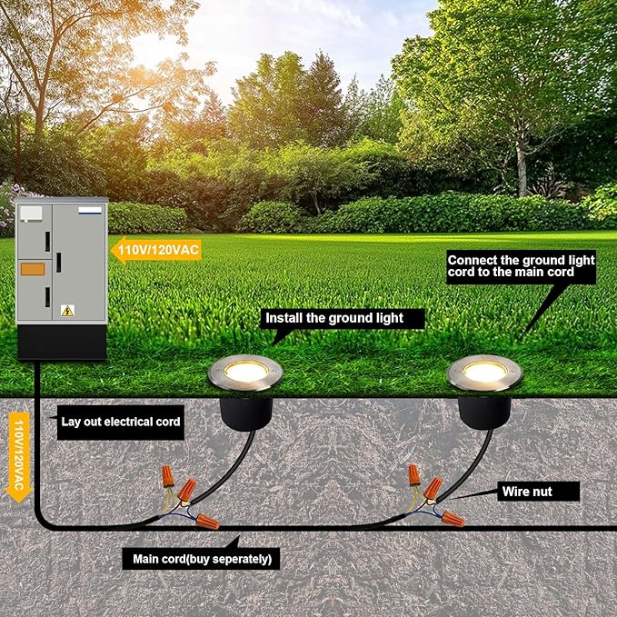18W Outdoor In Ground Lights, Diameter 8 inches, Wired Landscape Lighting - Image 5