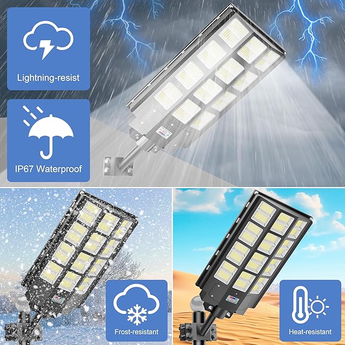 loyoele 9000W Solar Parking Lot Lights 360000LM 7000K LED Solar Street Lights - Image 4