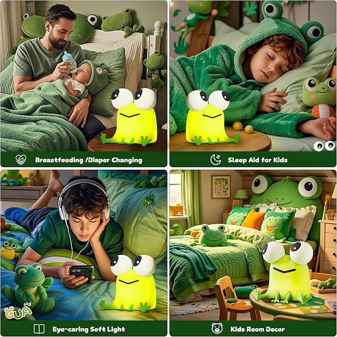 Cute Frog Night Light, LED Silicone Squishy Novelty Animal Lamp, 3 Levels - Image 5