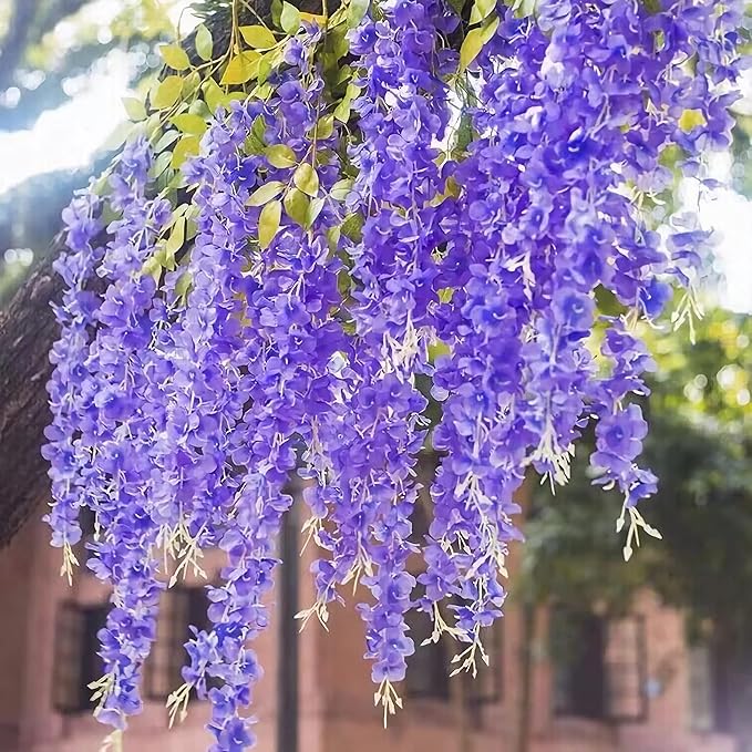 BLEUM CADE 20Pcs Purple Fake Wisteria Hanging Flowers, 3.6Ft/Pcs Artificial - Image 4