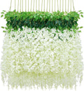 BLEUM CADE 10Pcs White Fake Wisteria Hanging Flowers, 3.6Ft/Pcs Artificial by BLEUMCADE