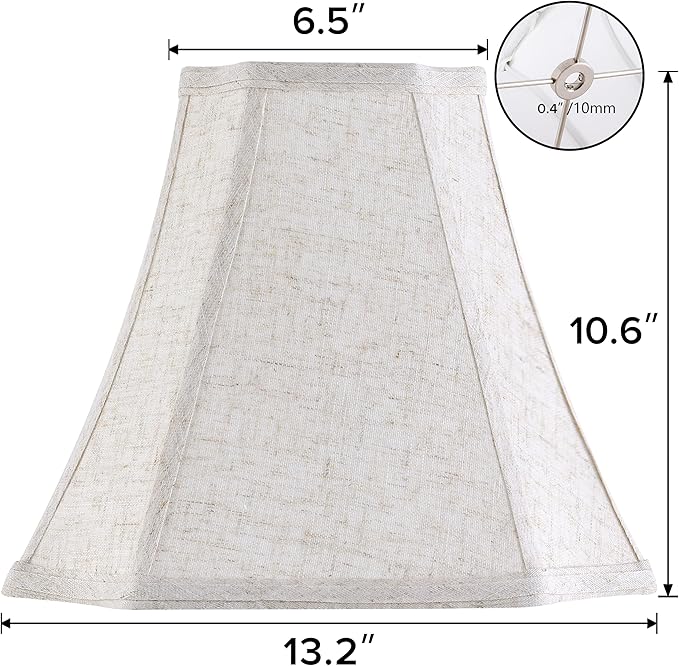 GO&SO Set of 2 Medium Lamp Shades Beige Oatmeal, Square Cut Comer Lamoshade - Image 3