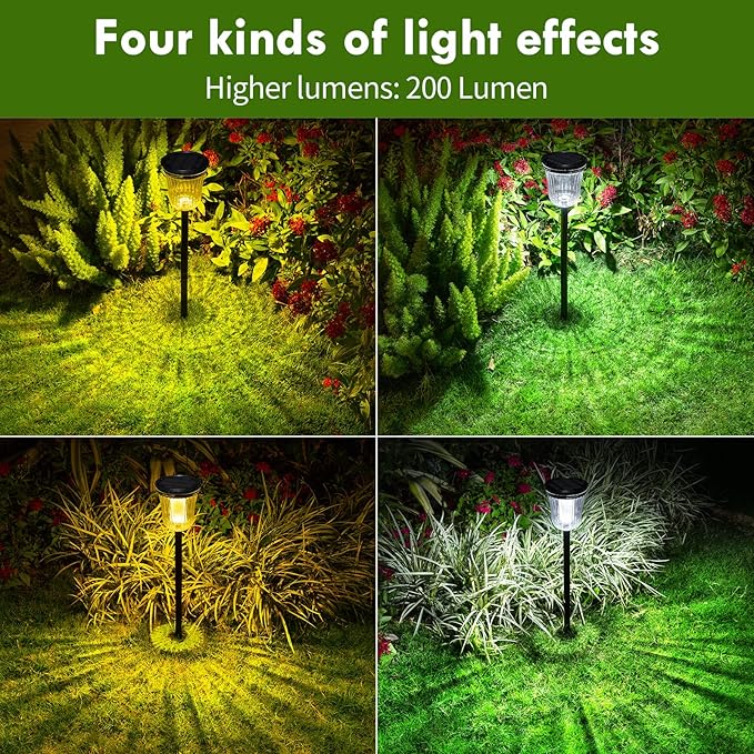 Solar Pathway Lights, 6 Pack 200 Lumens Super Bright Solar Lights Outdoor - Image 5