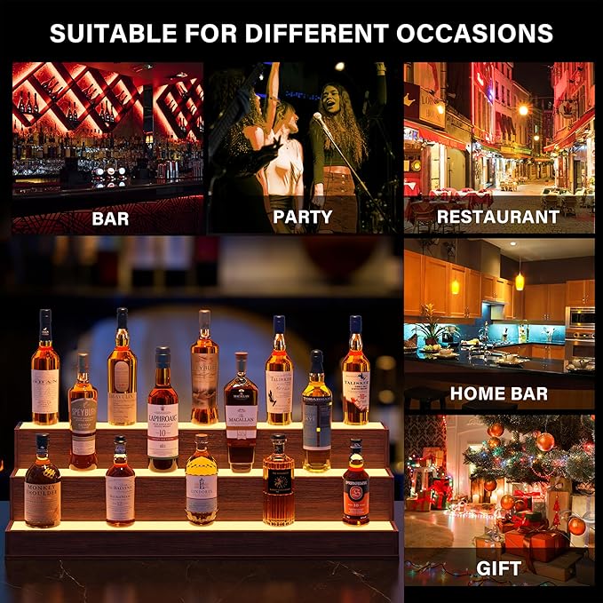 LED 38 Inch Bar Display Shelf, Wine Rack Bottle Shelf - Image 4
