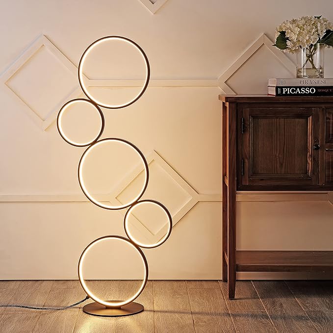 JONATHAN Y JYL7103A Pluto Stacked Circles 45" 5-Light Contemporary Modern - Image 2