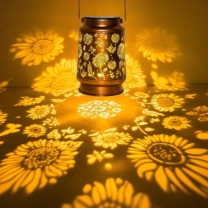 Sunflower Solar Lantern Lights, Outdoor Lanterns Garden Decor, Hanging Solar - Image 3