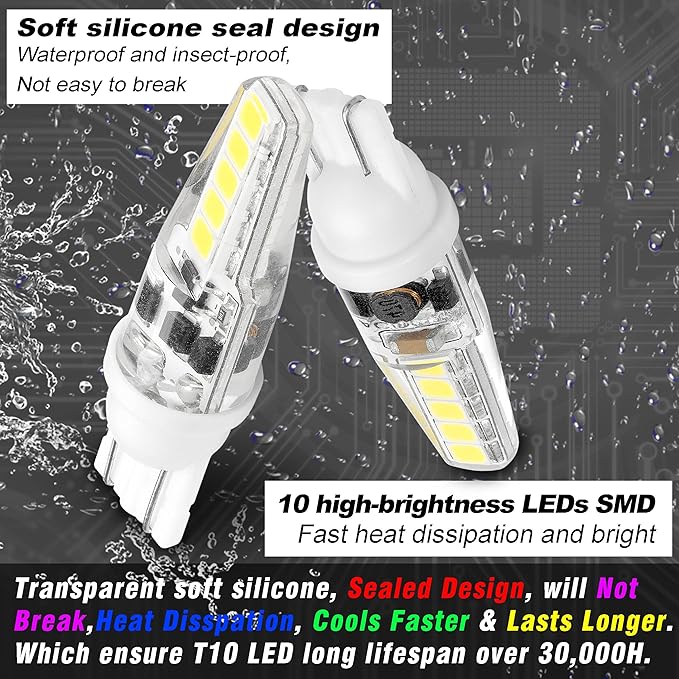 T10 Wedge Base 906 LED Marine Boat Light Bulb AC/DC 12V-24V 6000K Cool White - Image 5