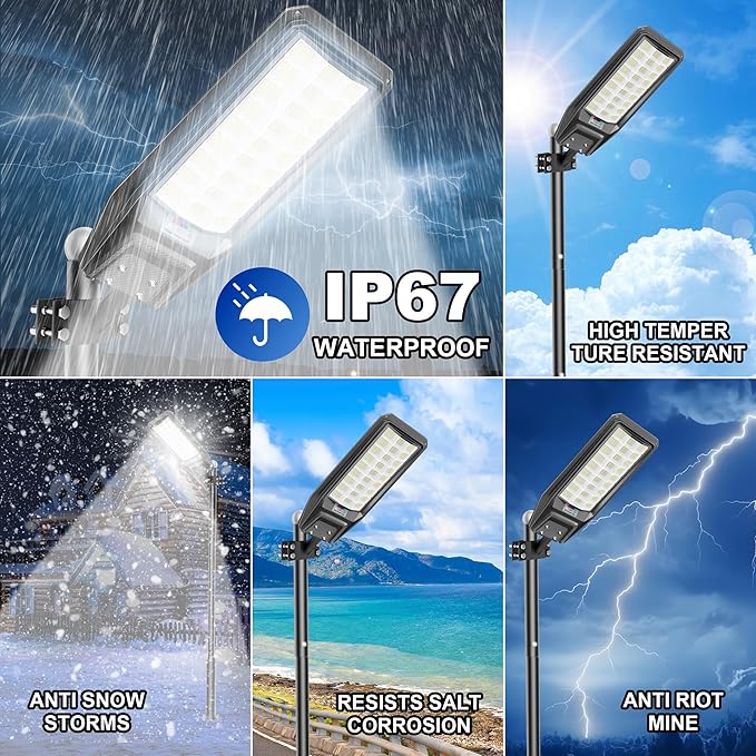loyoele Solar Street Light Outdoor Waterproof Dusk to Dawn, 9800W Solar Parking - Image 6