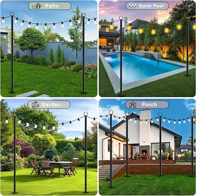 7 Pack 10 FT String Light Poles, Metal - Image 2