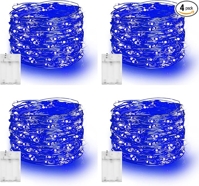 Dazzle Bright Fairy Lights Battery Operated, 4 Pack Total 80FT 240LED Silver by DazzleBright