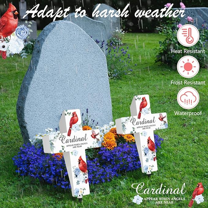 Yousoontic Cardinal Grave Solar Cross Lights Outdoor Memorial Garden Stake - Image 5