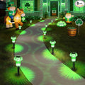 St Patricks Day Solar Lights Outdoor 8 Pack Green LED Waterproof Mushroom by Priddop