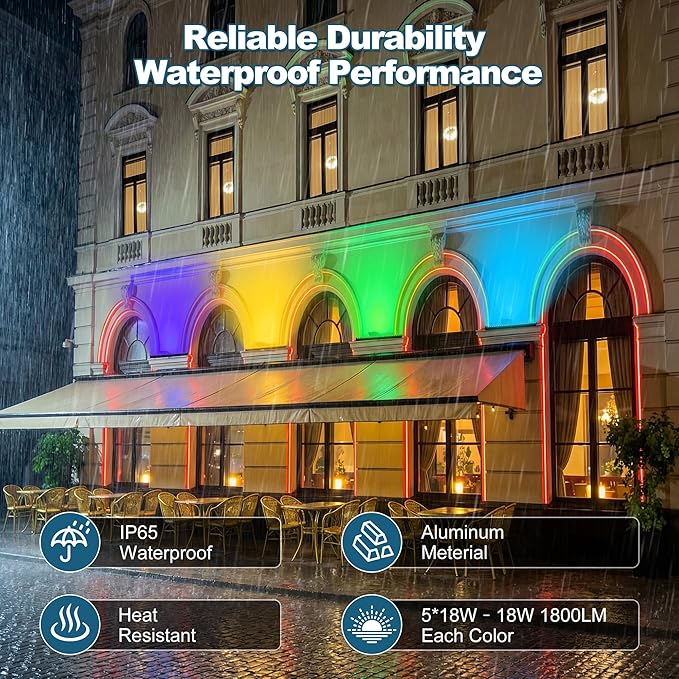Smart Outdoor RGBCW LED Light Bar 20″, Color Changing Wall Washer - Image 7
