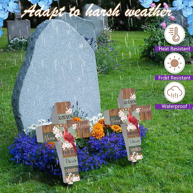 Yousoontic Cardinal Grave Solar Cross Lights Outdoor Memorial Garden Stake - Image 5