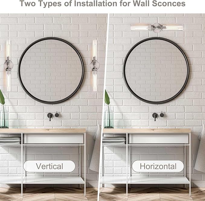 Vanity Lights for Bathroom, Knurled Texture 2-Light Brushed Nickel Wall Sconce - Image 9