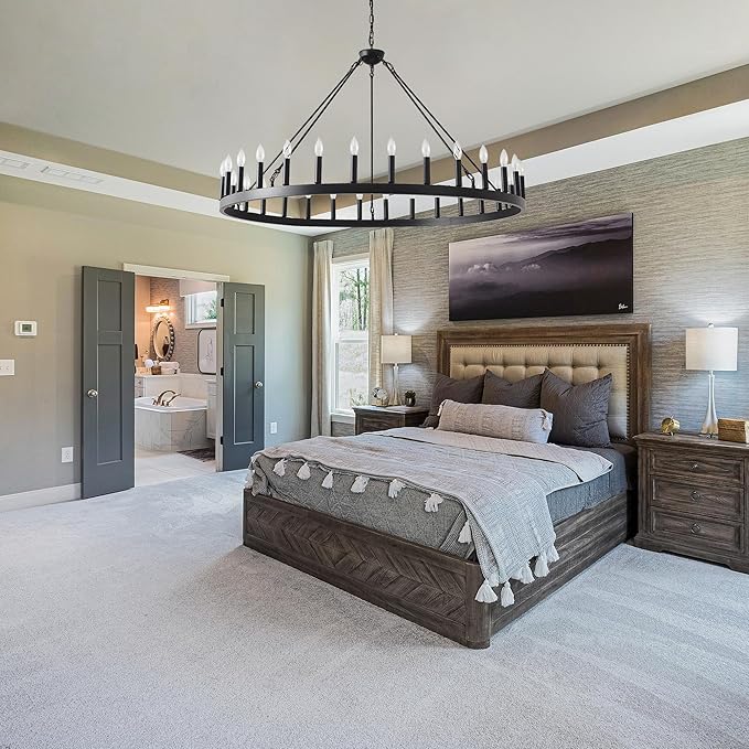 53 Inch Large Black Wagon Wheel Chandelier 30-Light Farmhouse Wagon Wheel - Image 8