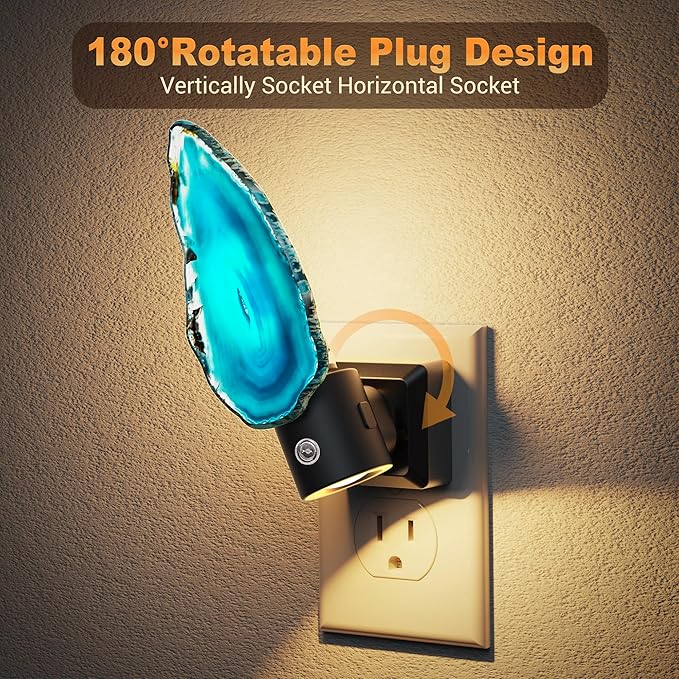 JandCase Night Lights Plug into Wall, Agate Night Light, 2 Pack Dimmable Night - Image 3